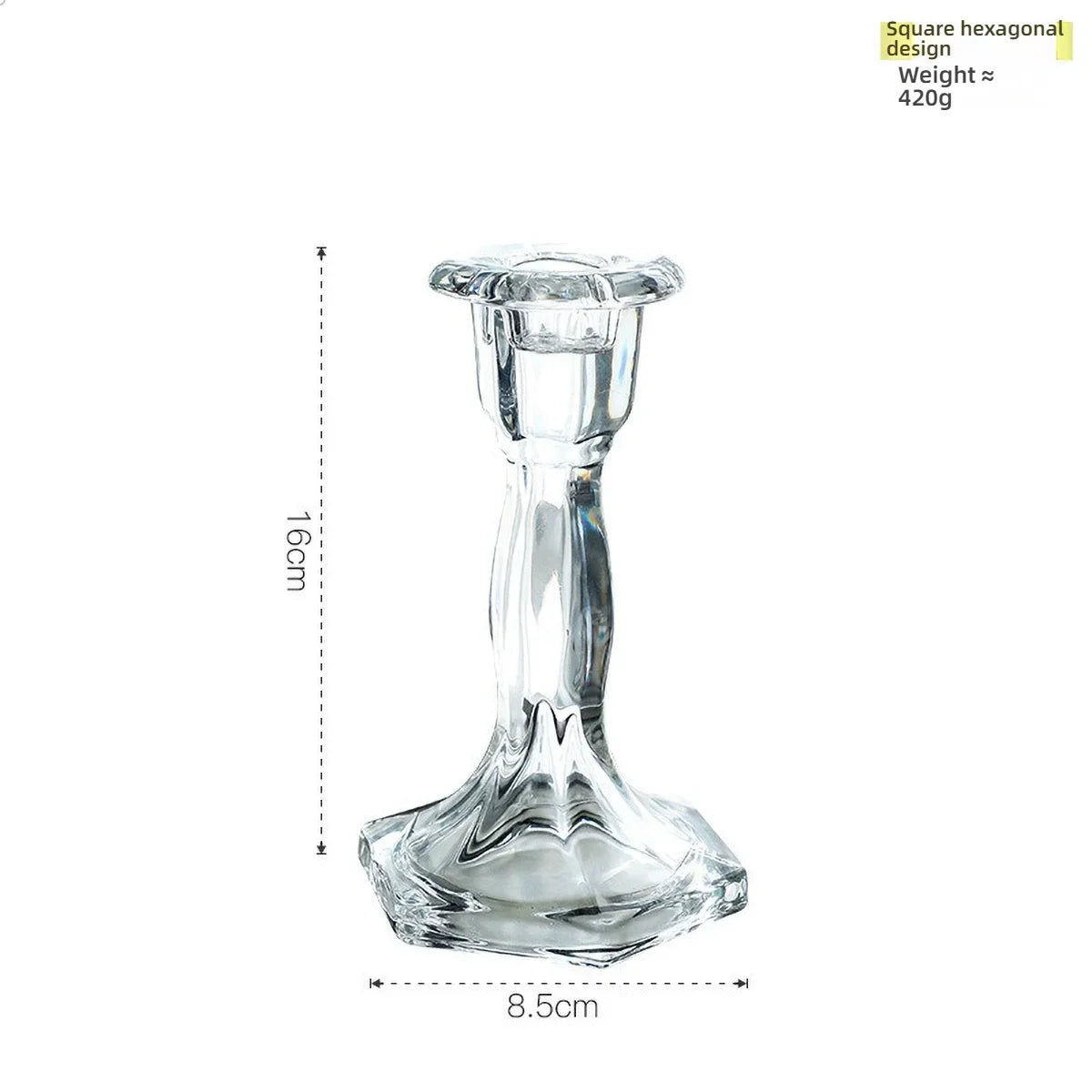 Clear Glass Pillar Candle Holder Table Candlestick for Dining Room Decor