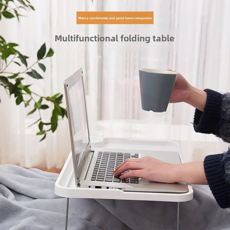 Portable Foldable Laptop Lap Desk with Cup Holder & Phone Slot - Ergonomic Bed Tray (19.6 x 11.6 x 0.83 in / 49.8 x 29.5 x 2.1 cm)