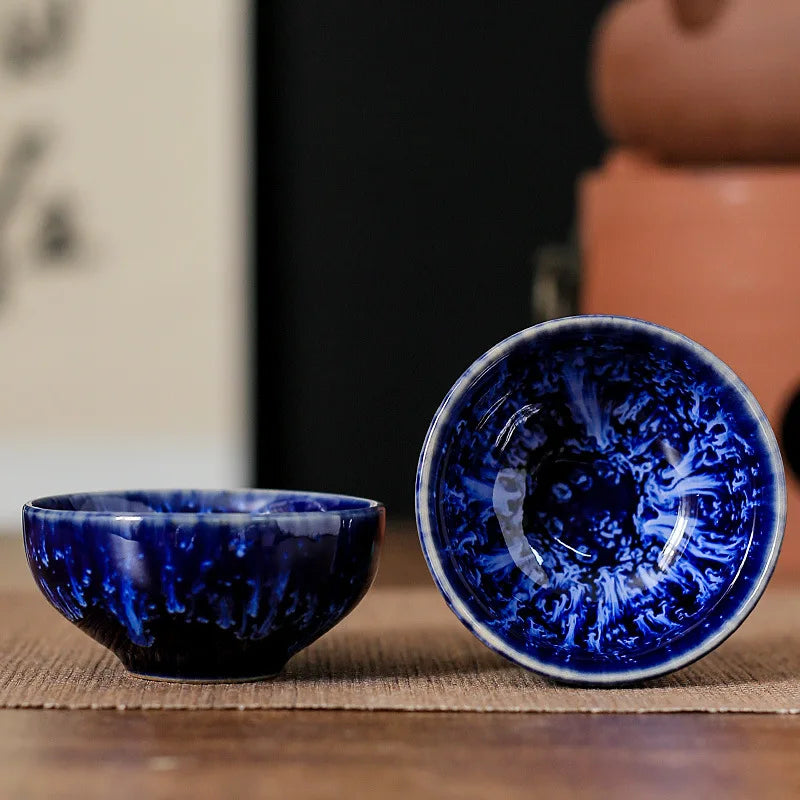 45ml (1.5 fl oz) Mini Jianzhan Kiln-Glazed Ceramic Tea Cup Kung Fu Teacup & Espresso Cup