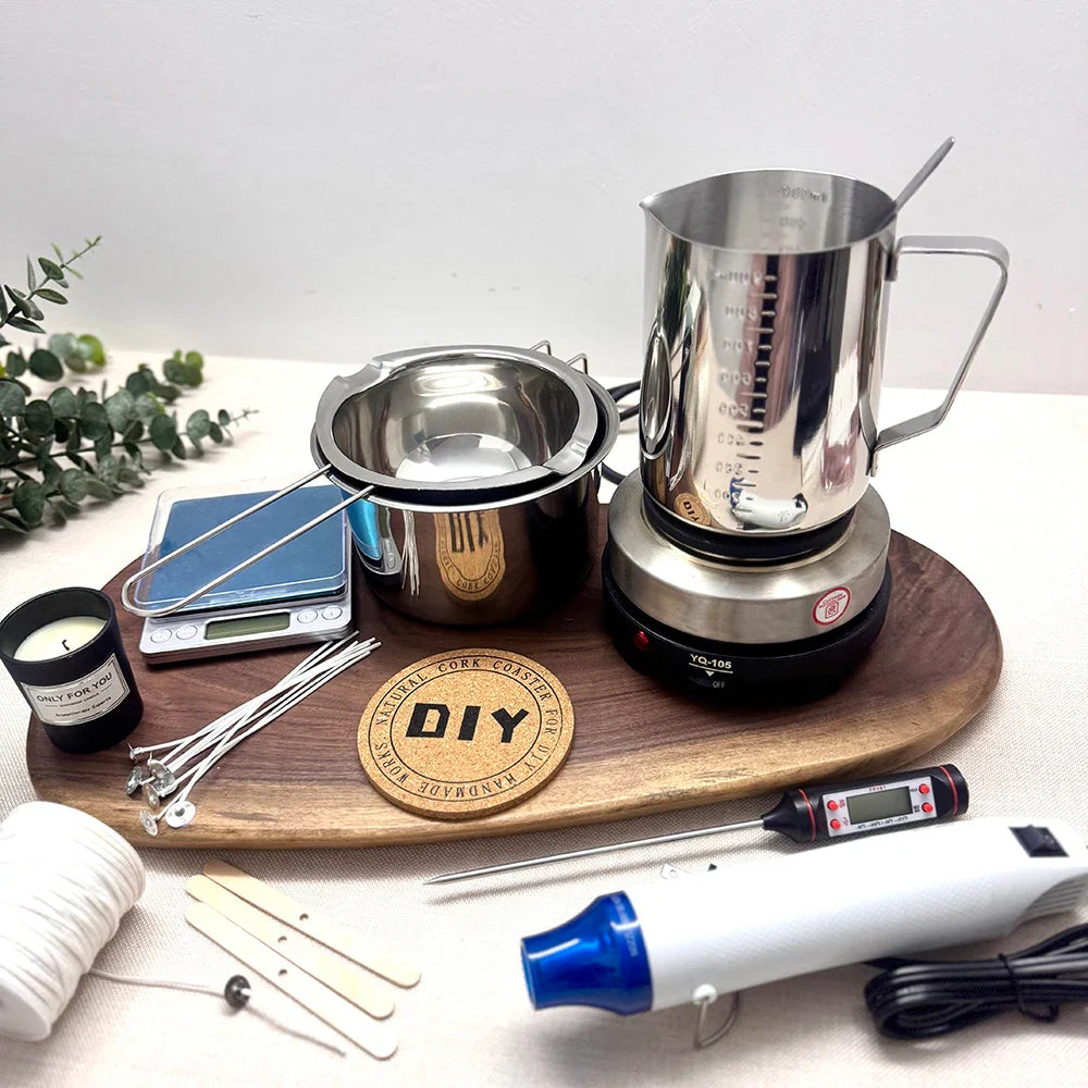 DIY Scented Candle Making Kit with Hot Plate, Pure Cotton Wicks, Wax Pot & Molds
