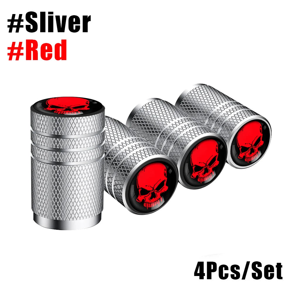 4-Pack Aluminum Tire Valve Stem Caps — Universal Dustproof Air Valve Caps for Car, Bike & Motorcycle