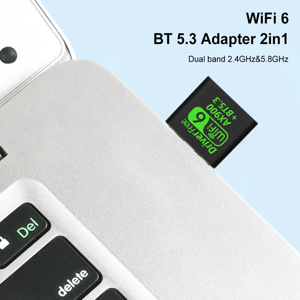 USB WiFi 6 & Bluetooth 5.3 Adapter, Dual-Band 2.4/5.8GHz Mini USB Dongle, Driver-Free