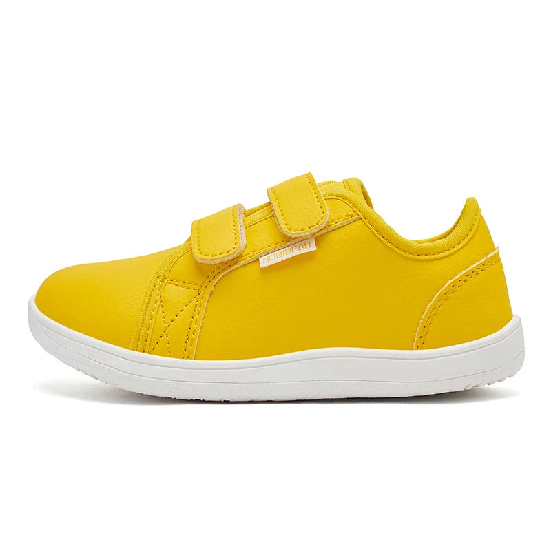 Kids Barefoot Shoes – Minimalist Wide-Toe Lightweight Sneakers with Hook & Loop PU Leather Upper