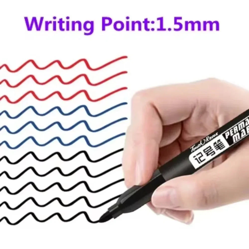 9-Pack Permanent Marker Pens, 1.5mm (0.06in) Fine Point Waterproof Ink — Black Blue Red