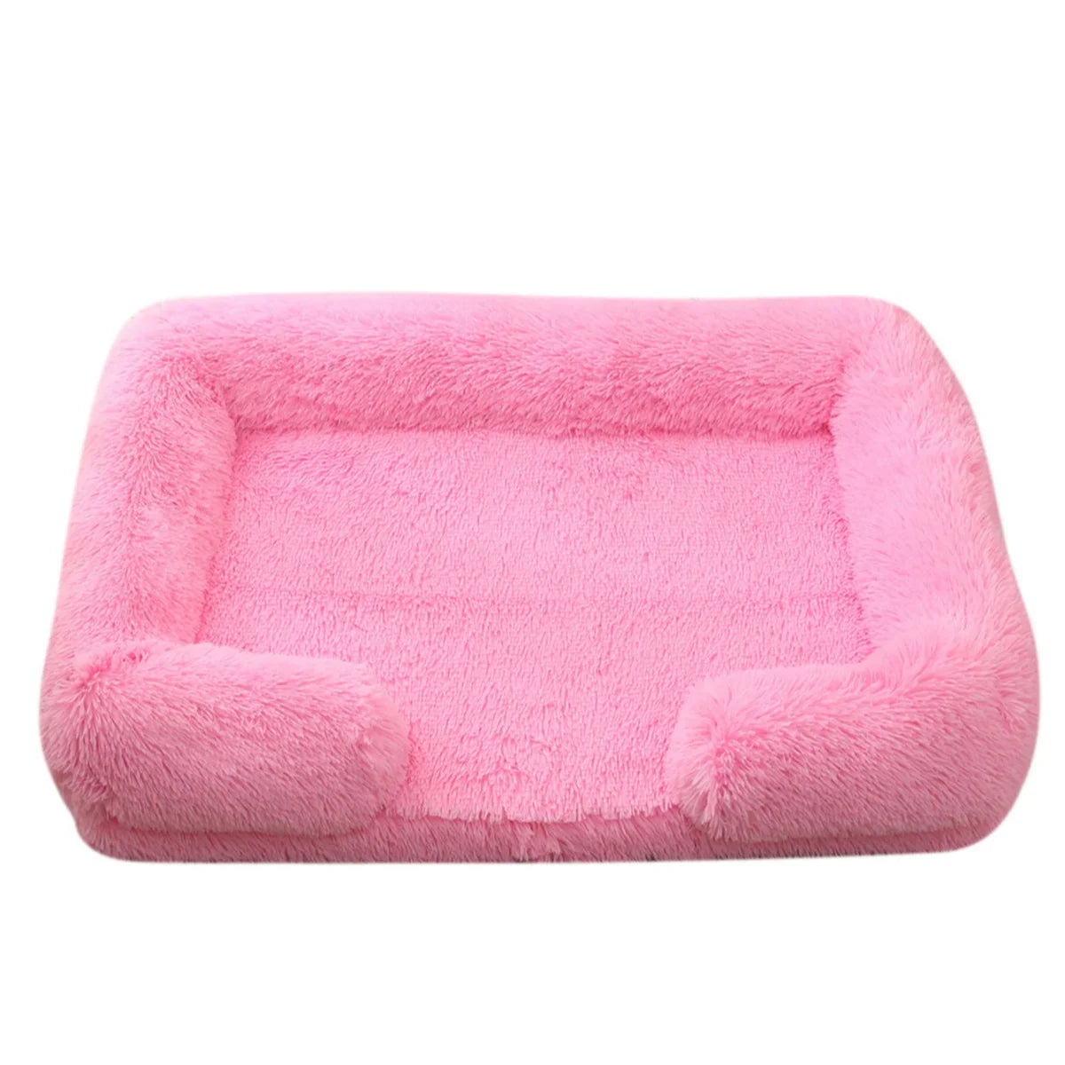 Square Plush Dog Bed with Memory Foam – Thickened Winter Pet Sofa Bed with Removable Cover (S/M/L/XL)