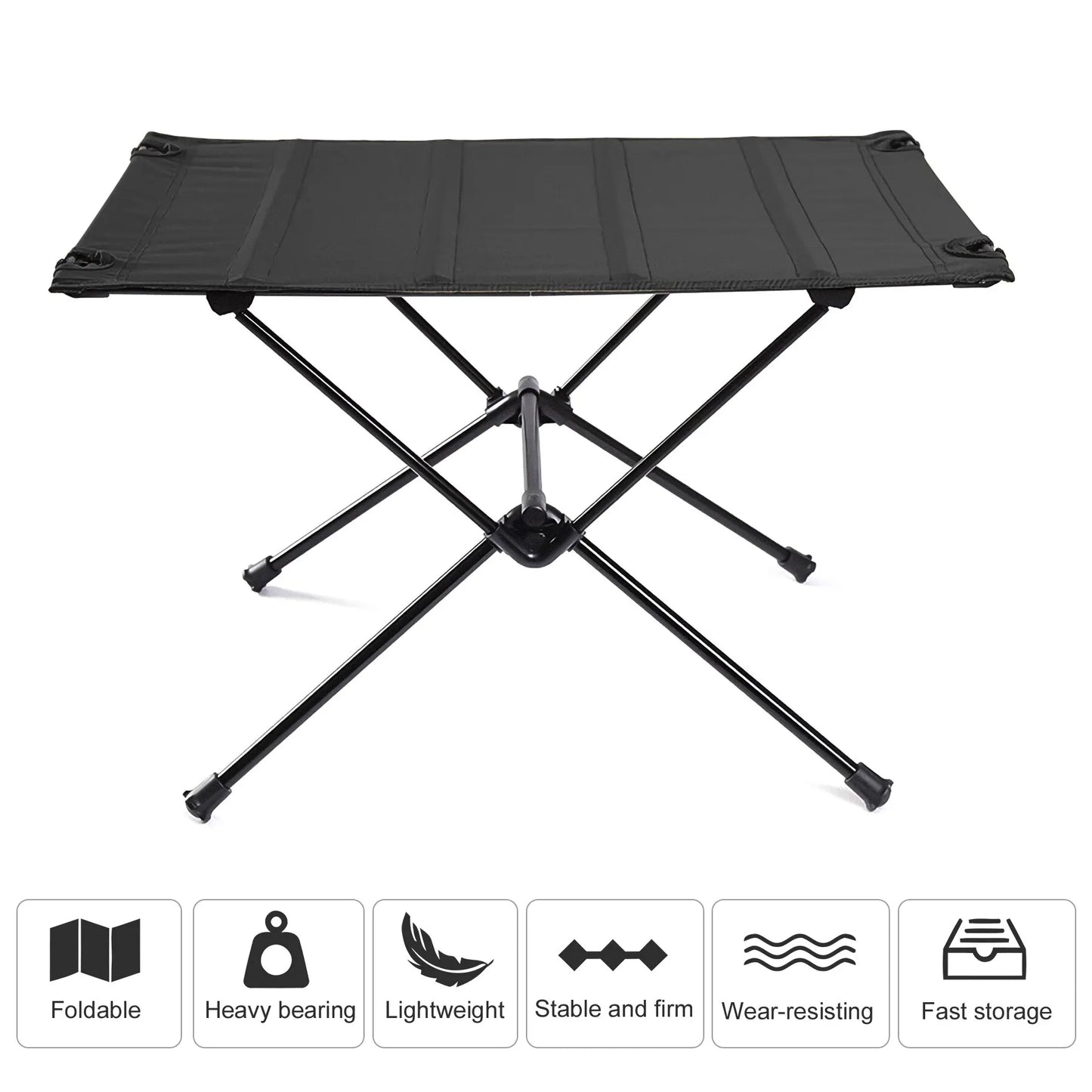 Lightweight Roll-Up Camping Table 1680D Oxford Top Aluminum Alloy Foldable Portable Picnic Table 23.6 x 15.7 x 15.5 in (60 x 40 x 39.5 cm)