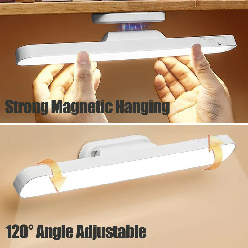 USB Rechargeable Magnetic LED Desk Lamp - 3-Color Dimmable Touch & Remote Night Light for Cabinet Closet Wardrobe