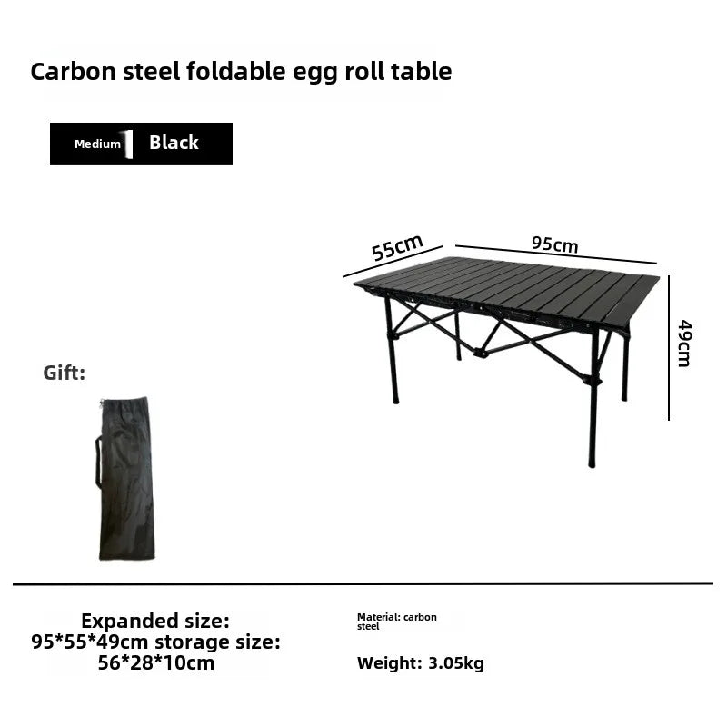 Portable Folding Camping Table and Chairs Set Egg Roll Picnic Table for Outdoor, Beach and Tailgating