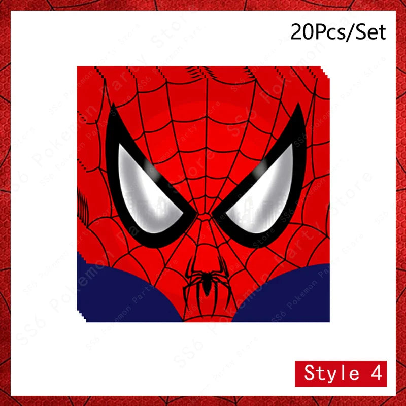 Spiderman Kids Birthday Party Supplies - Disposable Tableware Set with Plates, Cups, Napkins & Favor Bags