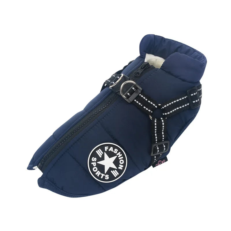 Waterproof Winter Dog Jacket with Built-In Harness, Fleece-Lined & Reflective – Warm Coat for Small to Large Breeds
