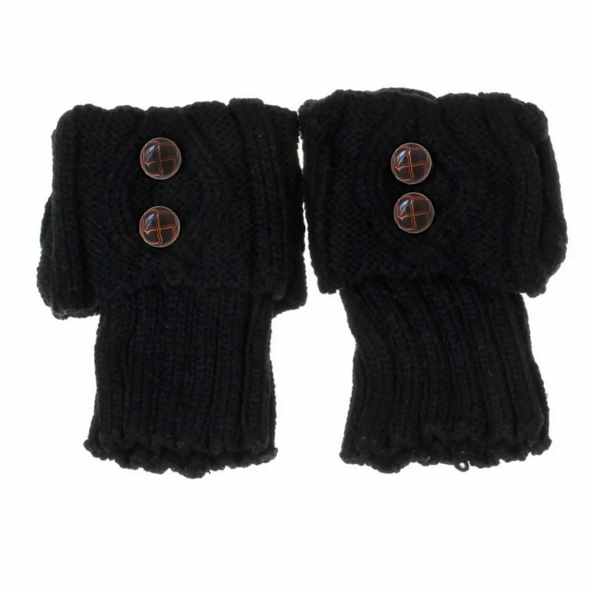 Women's Short Knit Diamond 2-Button Boot Cuffs — Knit Leg Warmers & Boot Covers