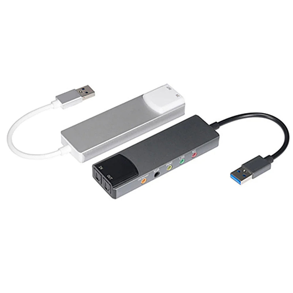 External USB Sound Card 6-in-1 3.5mm Audio Adapter — USB Audio Interface for Laptop Headset