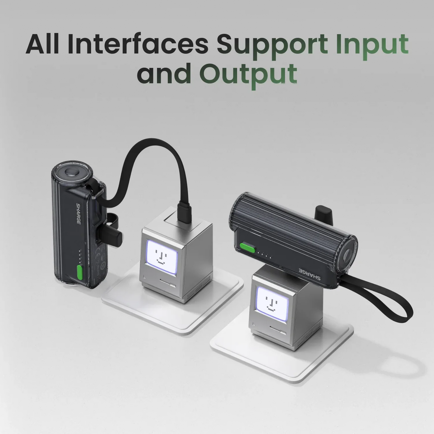 Flow Mini Portable Power Bank 5000mAh 22.5W Fast Charging Dual USB-C with Built-in Lightning & USB-C Cables