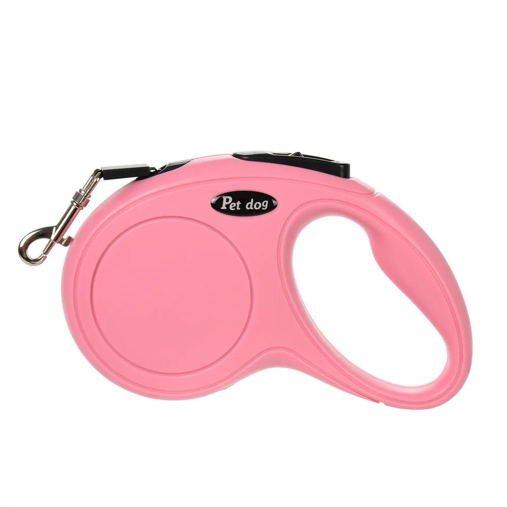 Retractable Dog Leash 3m/5m (9.8ft/16.4ft) Nylon Rope with Quick-Release ABS Case and Paw Print Keychain