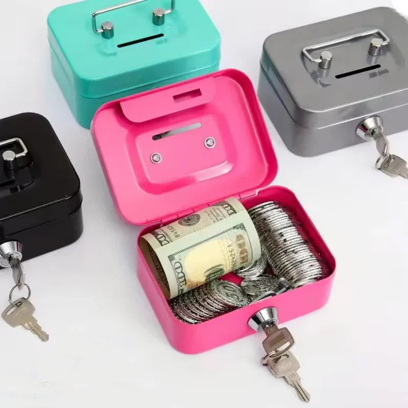 Mini Metal Money Box with Key Lock – Lockable Coin Safe for Adults & Kids