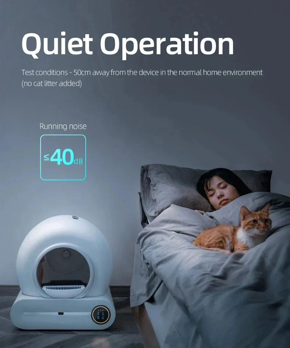 65L (17.2 gal) Automatic Self-Cleaning Enclosed Cat Litter Box Smart App-Controlled Low-Noise Pet Toilet