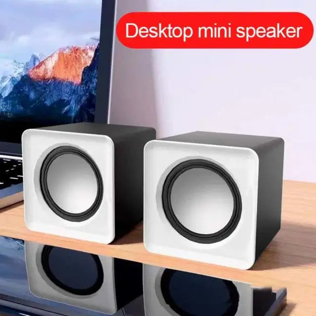 Mini USB Computer Speakers 2.0 Stereo – Portable Desktop & Laptop Speakers, 3.5mm AUX, RMS 3W x2 (Blue/Black/Red/White)