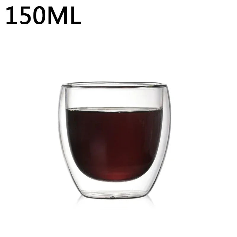 Double-Wall Borosilicate Glass Cups (80-450 ml) Heat-Resistant Insulated Tea, Coffee & Beer Glasses, Single to 6-Pack