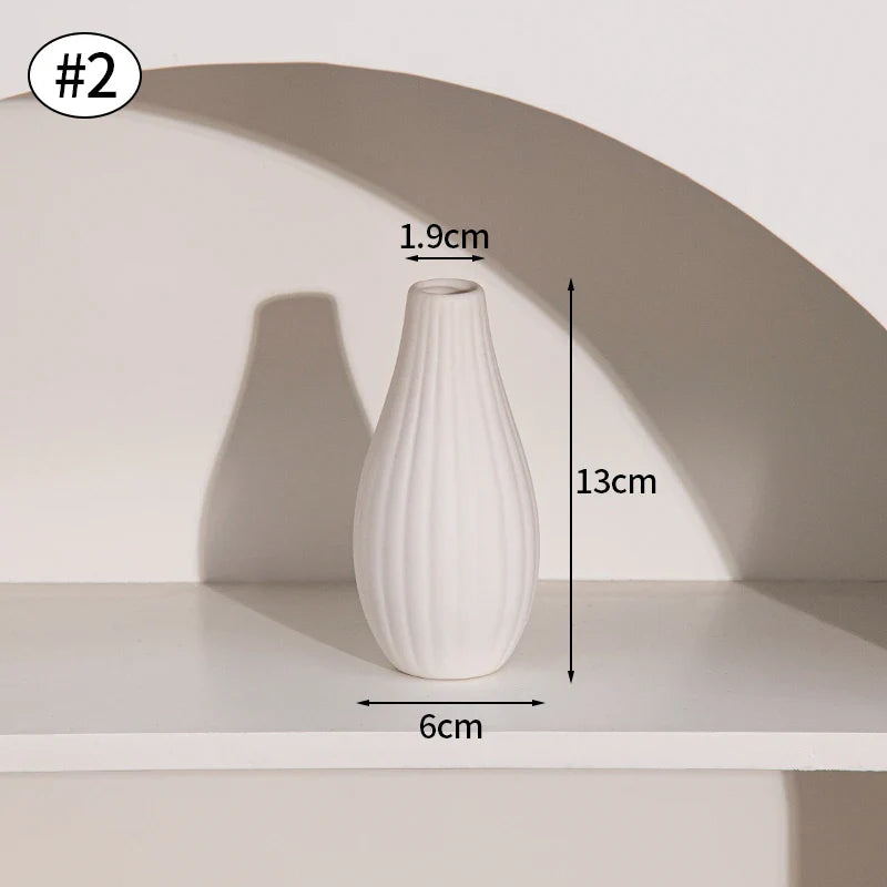 White Ceramic Bud Vase Nordic Matte Decorative Vase for Home Living Room Tabletop Flower Arrangements Photo Props