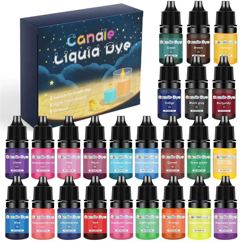 Candle Dye Liquid Colorant Kit – Pigment Set for DIY Candles & Soap, Compatible with Soy Beeswax Gel Paraffin (10ml / 5ml Bottles)