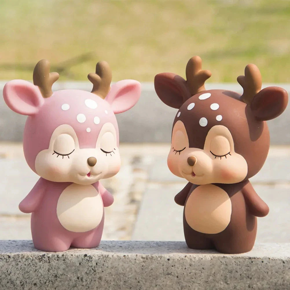 Cute Cartoon Deer Piggy Bank - Vinyl Coin Bank Money Jar, Large Savings Box (7.6 x 6.06 x 3.94 in | 19.3 x 15.4 x 10 cm)