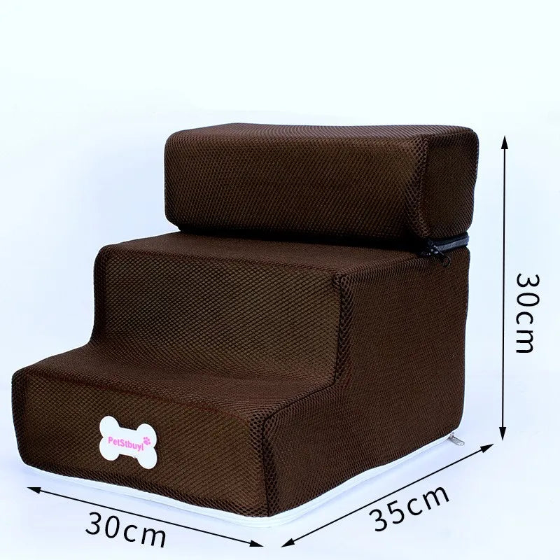 3-Step Pet Stairs for Small Dogs and Cats - Removable Washable Non-Slip Ramp Ladder