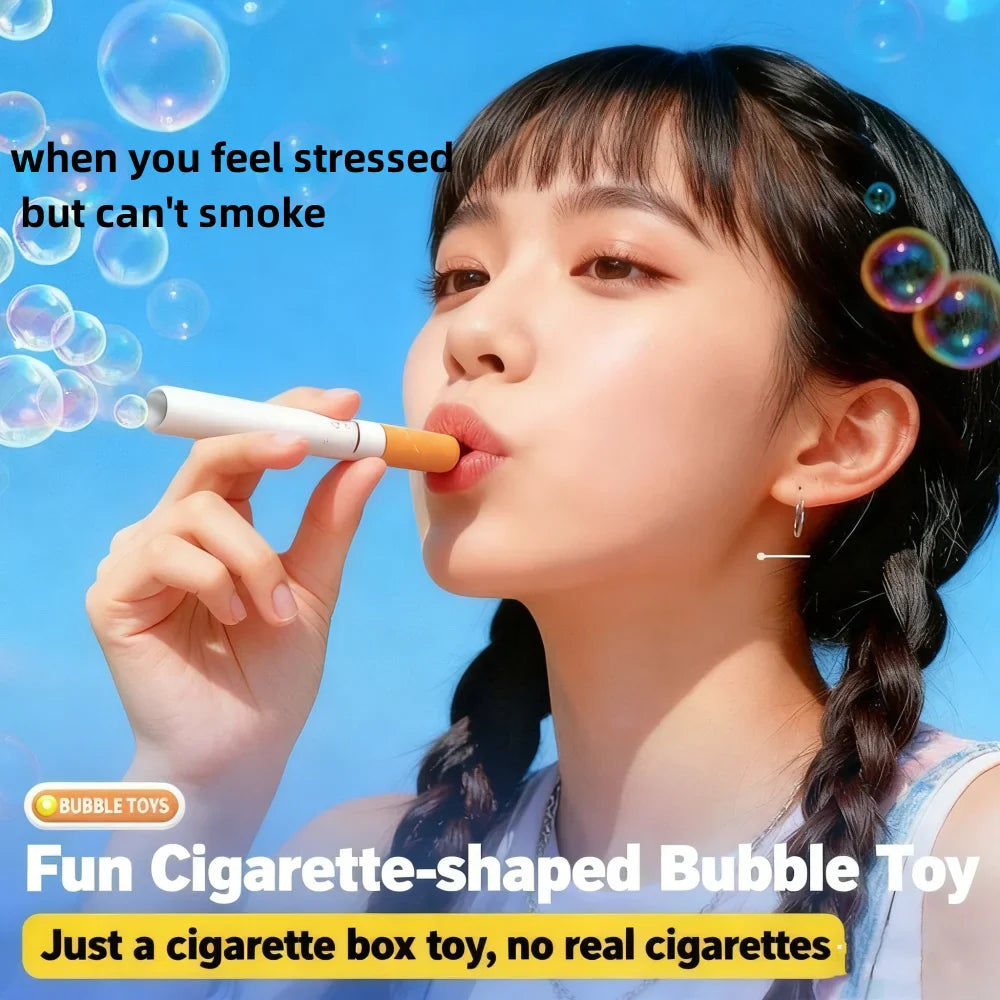 7-Piece Novelty Cigarette Bubble Machine Photo Prop - Smoking Case with Pipes & Bubble Solution for Outdoor Parties