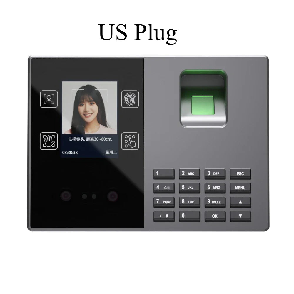 Biometric Attendance Time Clock, Facial Recognition, Fingerprint & Palm Print Reader, Password and ID Card Access
