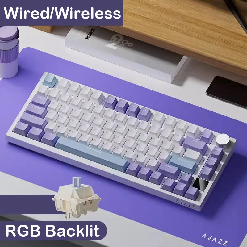 Wired and Wireless 70% Mechanical Gaming Keyboard, Tri-Mode RGB, Hot-Swappable Switches for PC & Mac