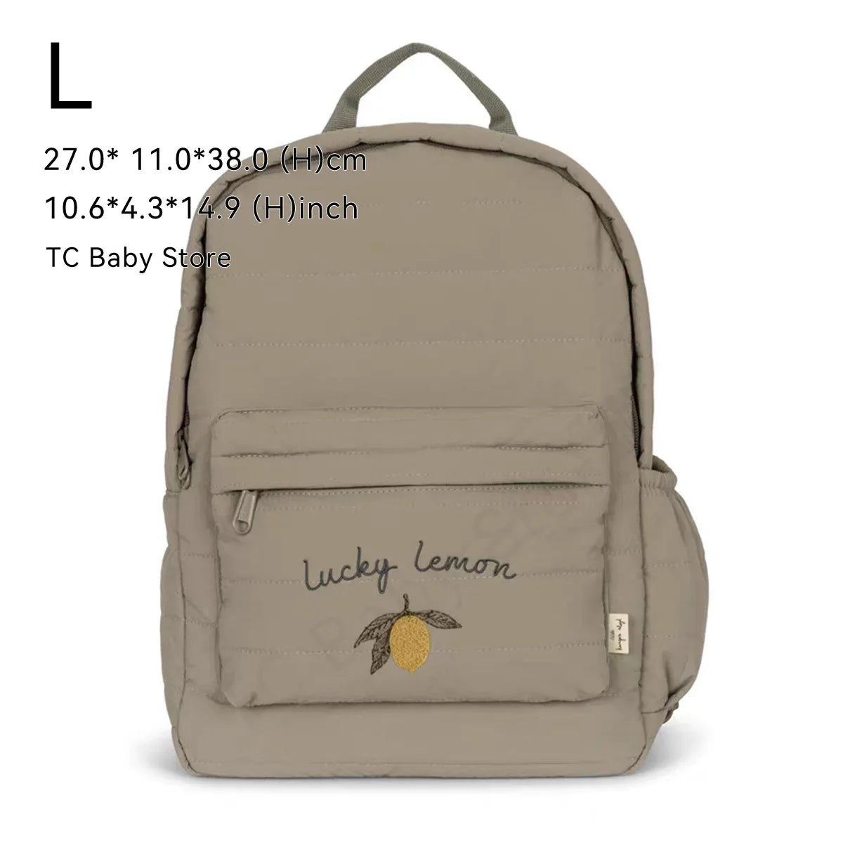 Kids Cotton Backpack (S/L) – Kindergarten & Travel Schoolbag for Toddlers, Children and Moms, Waterproof Geometric Cherry Lemon