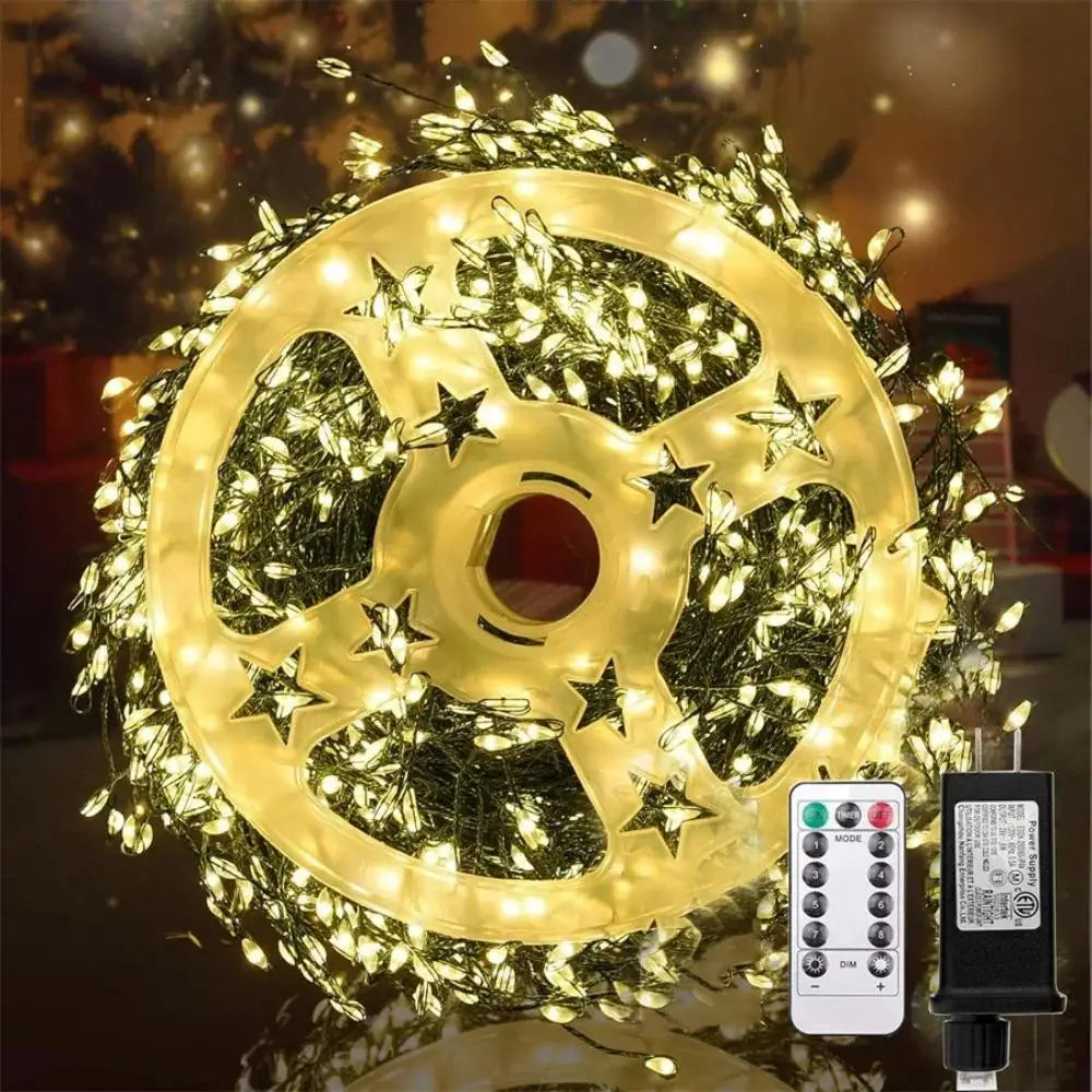 LED Firecracker String Lights – Remote Control 30/50/75M (900/1500/2000 LEDs) Copper Wire Fairy Lights with EU/US Plug, IP65 Waterproof for Wedding Halloween Christmas