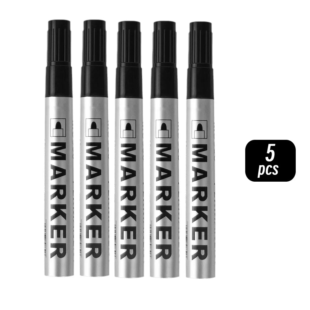 Waterproof Black Permanent Paint Marker - Quick-Dry Oil-Based Pen for Tires, Metal & Glass