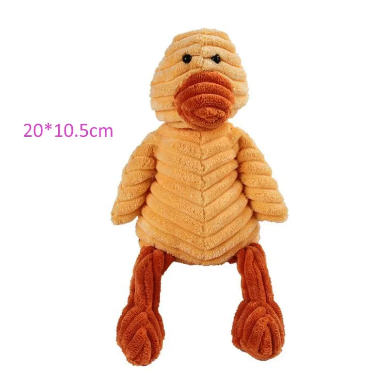 Plush Corduroy Squeaky Dog Toy, Bite-Resistant Animal Plush for Puppies & Small to Large Dogs, Training & Chew Toy