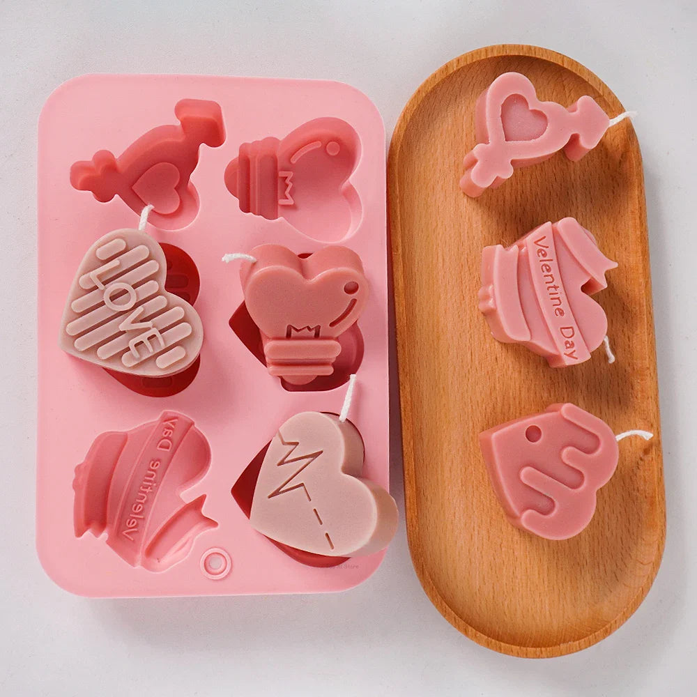 Angel Heart Silicone Mold Heart-Shaped Chocolate Cake Ice Cube Tray for Soap and Candle Making Valentine's Day Gift