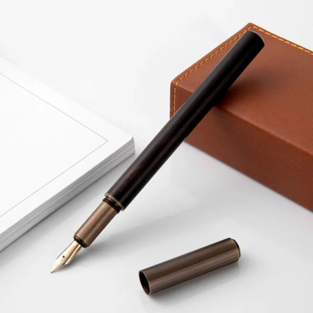 Retro Wood Bronze Fountain Pen 0.5mm Luxury Calligraphy & Office Writing Gift