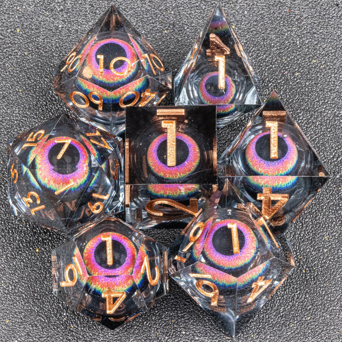 Handmade Resin 7-Piece D20 Polyhedral Dice Set for Dungeons & Dragons & Tabletop RPGs