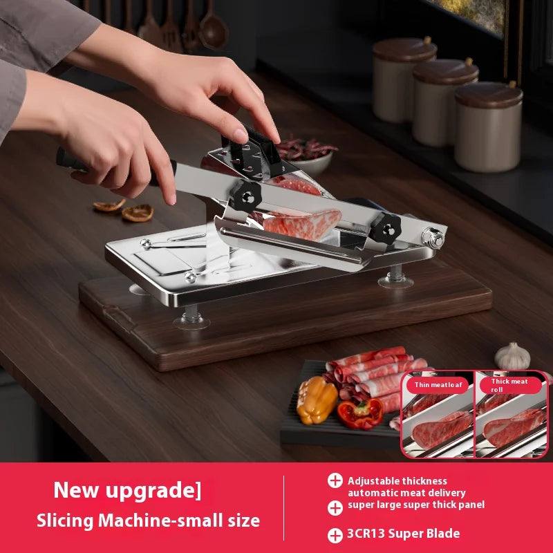 Mutton Roll Meat Slicer 200mm (7.9 in) Stainless Steel — Frozen Beef & Lamb Slicer for Hot Pot, BBQ & Home Kitchen