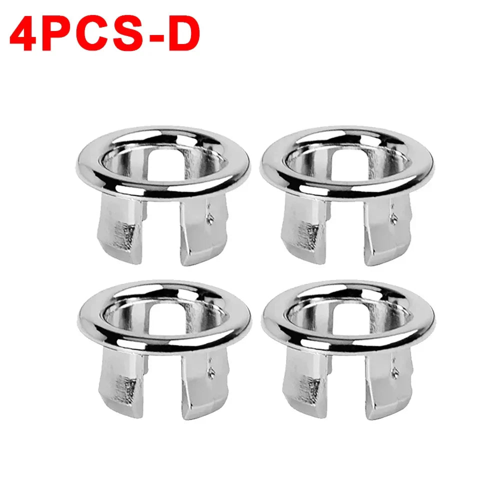 Sink Overflow Ring Cover 1/2/4-Pack Plastic Basin Overflow Hole Trim for Bathroom and Kitchen - Fits 22-24mm & 47-48mm Apertures