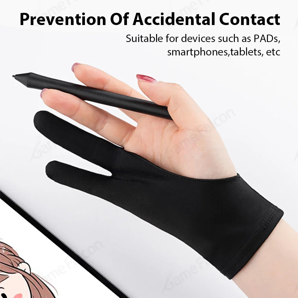 2-Finger Drawing Glove for Touchscreen Tablets & Phones – Anti-Sweat Anti-Fouling Stylus Glove for Digital Artists