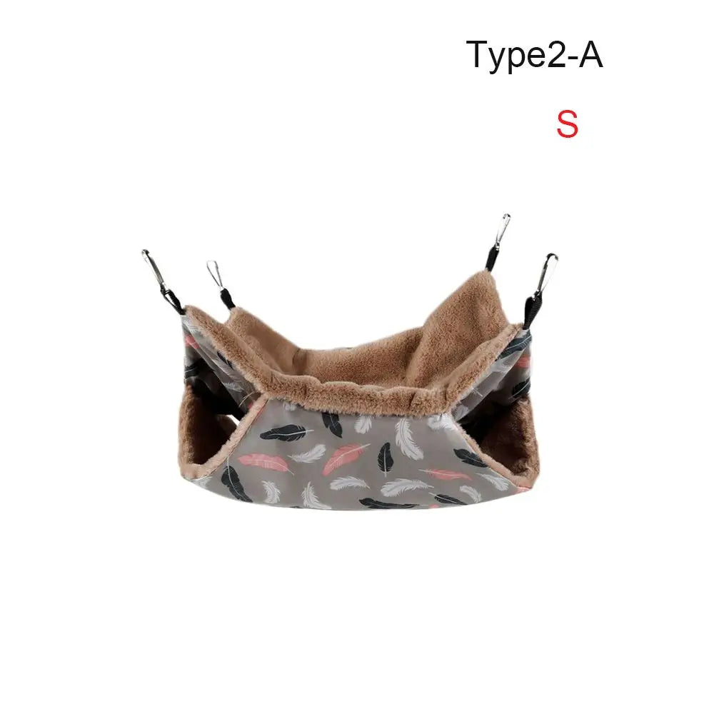 Plush Double-Layer Small Pet Hammock — Hanging Cage Bed for Hamsters, Rats, Squirrels & Sugar Gliders (Small 7.87×7.87 in / 20×20 cm; Large 13.78×13.78 in / 34×34 cm)