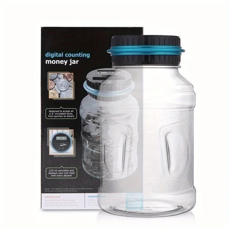 Transparent Electronic Coin Bank with LCD Display – Large Savings Jar, Battery-Operated Money Box for Teens & Adults, Gift
