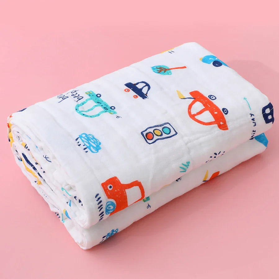 4-Layer Cotton Gauze Baby Bath Towel & Swaddle Blanket 70 x 90 cm (27.6 x 35.4 in) – Soft Newborn to Toddler Washcloth