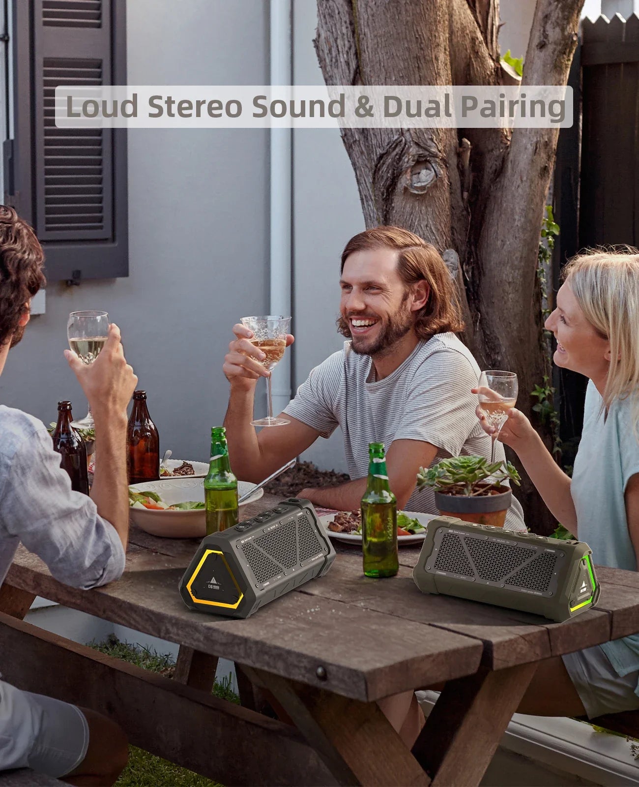 Portable Outdoor Bluetooth Speaker 40W Bluetooth 5.3 Stereo IP67 Waterproof Micro SD RGB Lights TWS