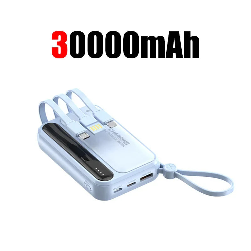 50000mAh Fast Charging Power Bank 120W Portable Charger with Built-In Cables External Battery Pack for Smartphones