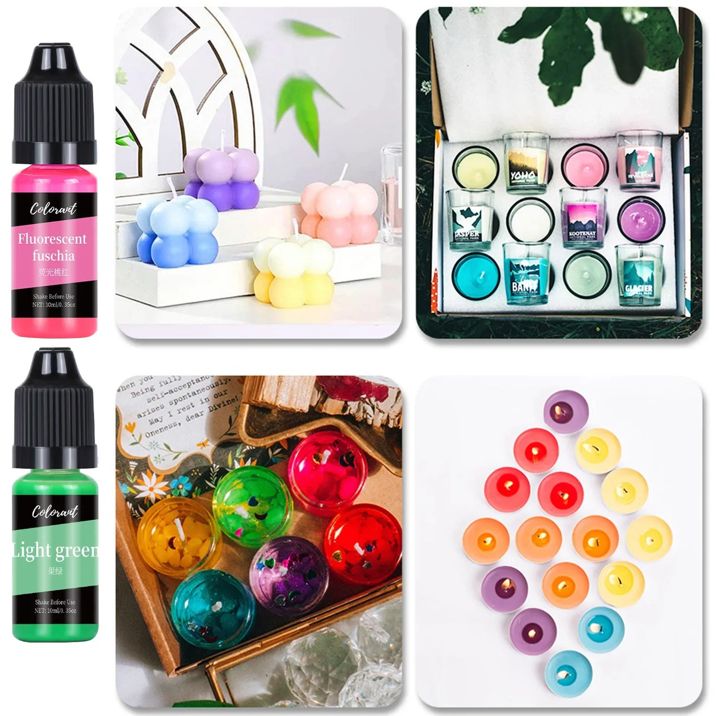 Candle Dye Kit - Liquid Colorants for DIY Candle & Soap Making (5ml / 10ml Bottles)