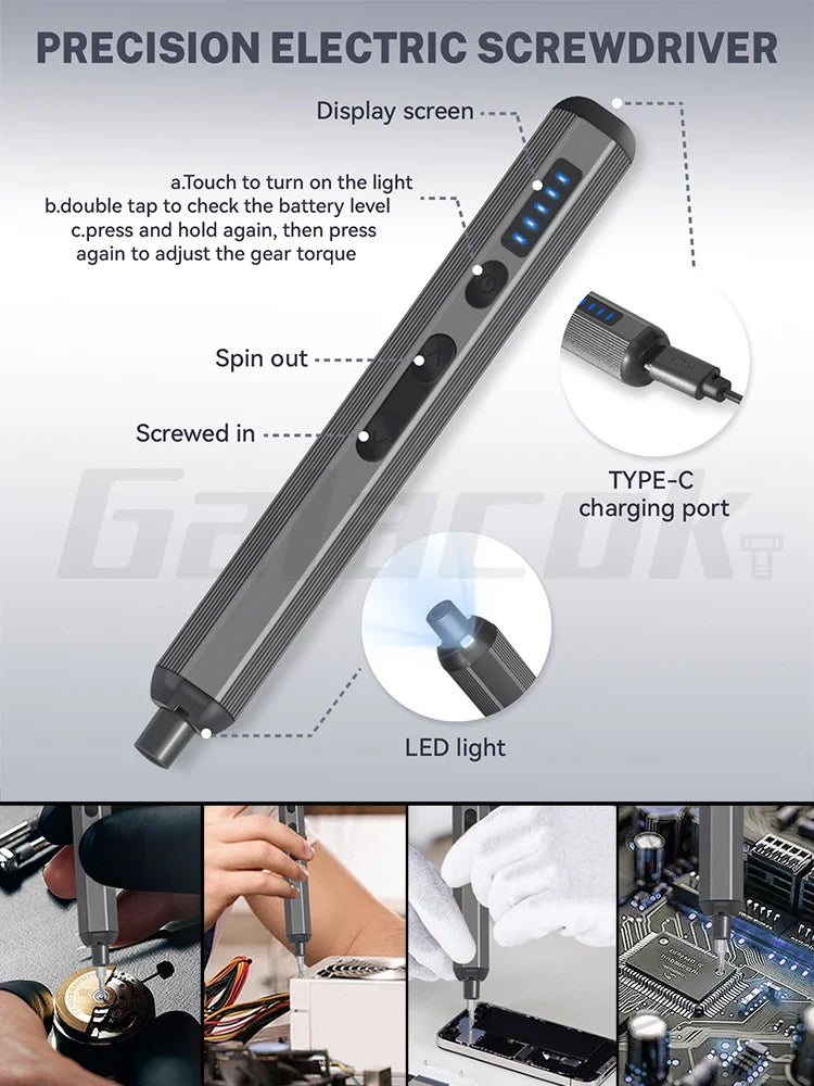 68-in-1 Precision Electric Screwdriver Set – 5-Torque Adjustable LED Light Mobile Phone & iPad Repair Kit