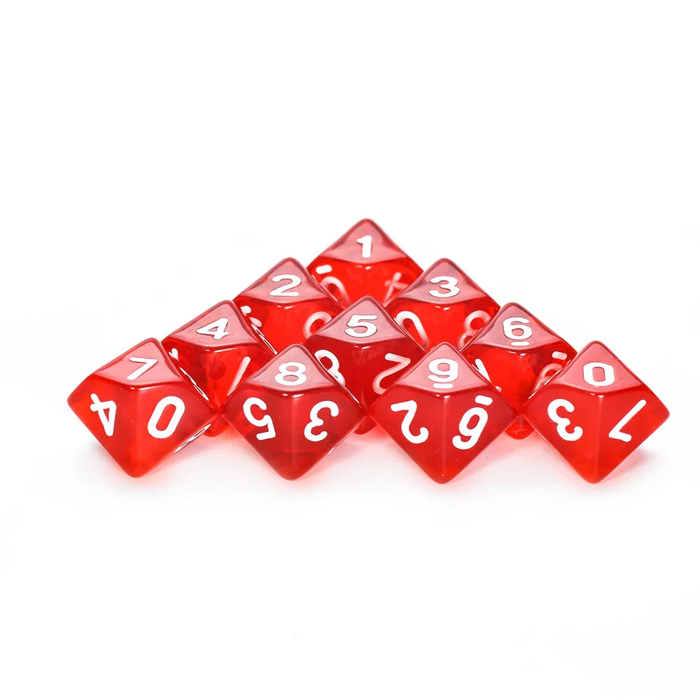 D10 Polyhedral Dice 10-Piece Set for D&D & Tabletop RPGs — Marble & Transparent Styles for Board Games & Parties