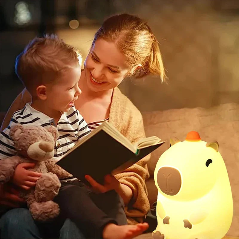 Capybara Silicone Night Light Rechargeable USB Touch Bedside Lamp for Baby Kids Nursery