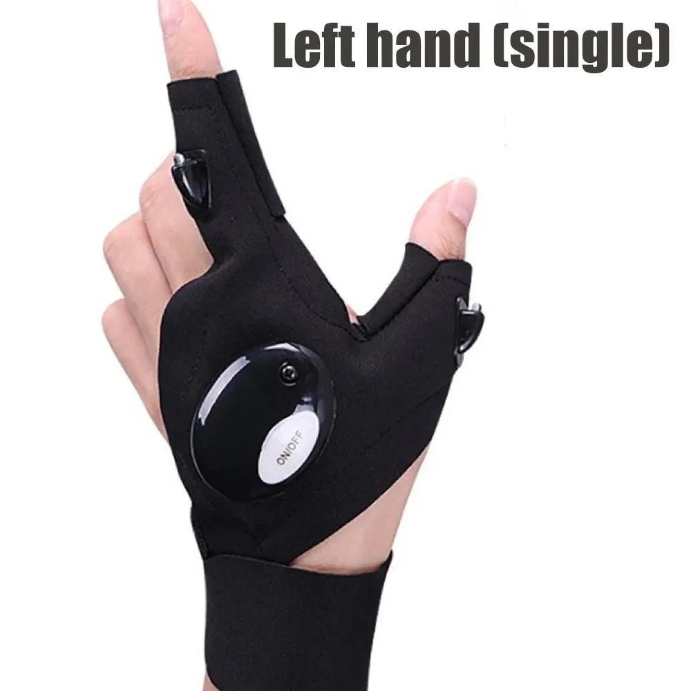 LED Fingerless Gloves for Fishing & Cycling – Light-Up Gloves with Built-In LED Lights for Night Outdoor Safety