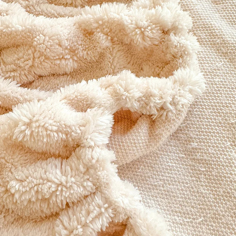 Winter Coral Fleece Fitted Sheet with Elastic Skirt - Thick Fluffy Warm Mattress Cover (Single/Queen/King)